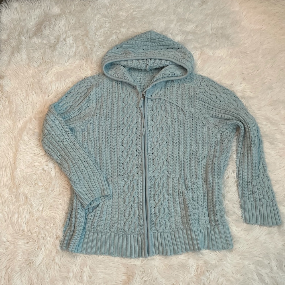 LIZ CLAIBORNE SZ 1X ZIP UP CABLE KNIT SWEATER
